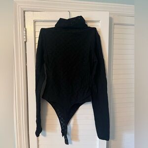 Open Edit Black Lace Long Sleeve Bodysuit